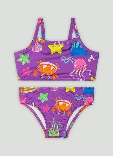 Conjunto de Biquíni com Top e Calcinha com Malha Sublimada com FPS+50 (Roxo) Up Baby