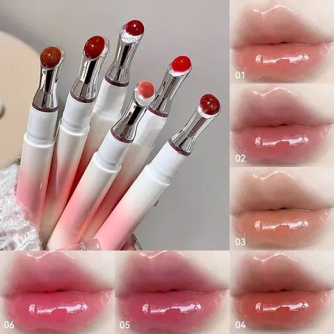Kakashow espelho aquoso brilho labial escova de ferro cabeça geléia lipgloss hidratante matiz batom natureza lábios nus maquiagem cosméticos