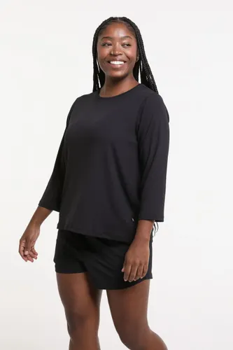 Blusa Feminina Manga Sete Oitavos Canelada Preta
