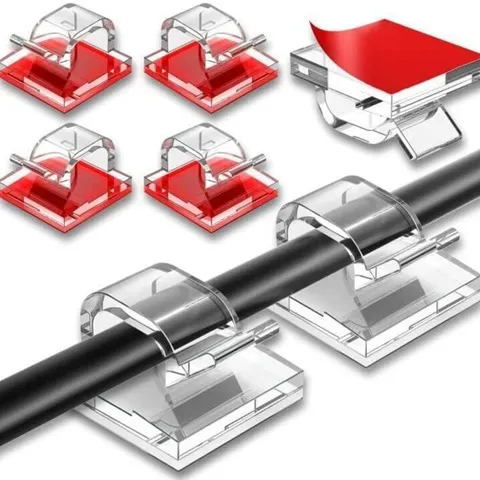 50 Unidades de Clipes Adesivos Transparentes para Cabos, Organizador de Fios para Uso Interno e Externo, Suporte Forte para Cabos para Abaixo da Mesa e Carro