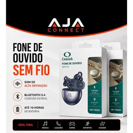 Fone de Ouvido Bluetooth 5.4 Onistek ON-TWS50 sem Fio Gamer Música Chamada