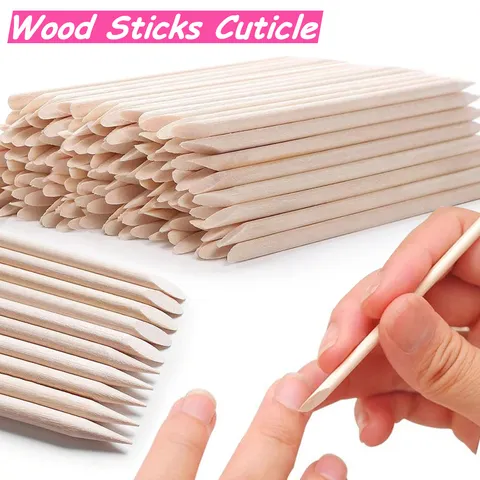50/1000 Peças Empurrador de Cutículas de Madeira de Dupla Ponta, Ferramenta Multiuso para Nail Art, Bastão de Madeira de Faia, Ferramenta de Manicure e Pedicure, Adequado para Uso Doméstico