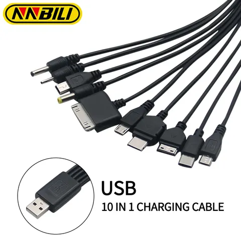 Nnbili universal 10 em 1 multi-função cabo de carregamento de telefone usb multi-cabeça cabo de carregamento para samsung nokia carregador de telefone