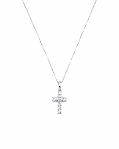 Colar Cruz 45 cm com Moissanite em Prata