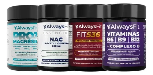 Magnésio Always Fit KIT PRO Saúde da AlwaysFit + em cápsula sem sabor de 4 un