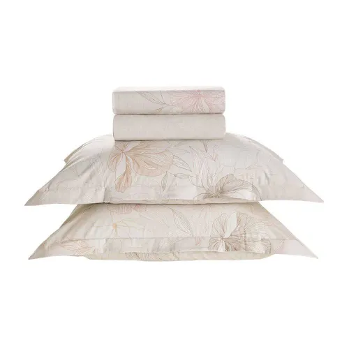 Jogo de Cama 4 Peças Queen 180 Fios Nadine Karsten Floral/bege