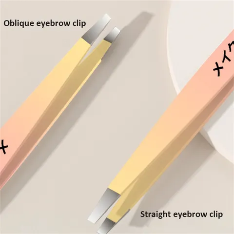 Pinça de sobrancelha colorida, beleza de cabelo fino, extrator de aço inoxidável, clipes de sobrancelha inclinados, ferramentas de maquiagem para remoção
