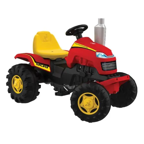 Trator Country Bandeirante Pedal Buzina Assento Regulável Vermelho/amarelo
