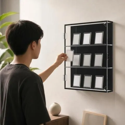 Vitrine de Parede em Acrílico com Porta para Exposição de Cartas de Beisebol, Basquete e Coleções de Cartas Esportivas