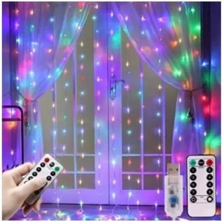 Cortina de LED 3M 300 Luz 8 Modos de Iluminação Luzes de Fada de Fadas USB para Decorações de Festa