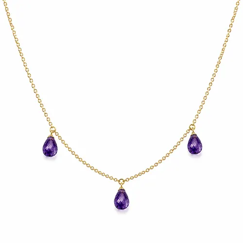 Colar Gota Ametista 45 cm em Ouro 18K