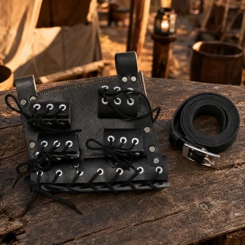 Suporte de cinto de couro com três lâminas, cinto de espada de couro para cosplay com três alças, ideal para cosplayers e eventos temáticos.
