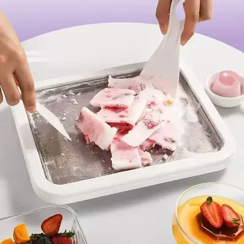 Máquina Multifuncional de Sorvete em Rolos - Panela para Sorvete Frito Gelado - Máquina Doméstica DIY para Iogurte Congelado - Para Sorvete Frito Caseiro