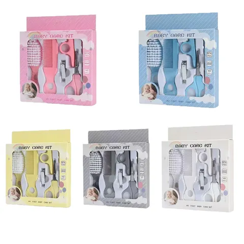Kit de cuidados com o bebê, conjunto de cuidados com o bebê, sem bpa, design fofo, pente, escova, cortador de unhas, tesoura, seguro, recém-nascido, ferramentas de aliciamento infantil