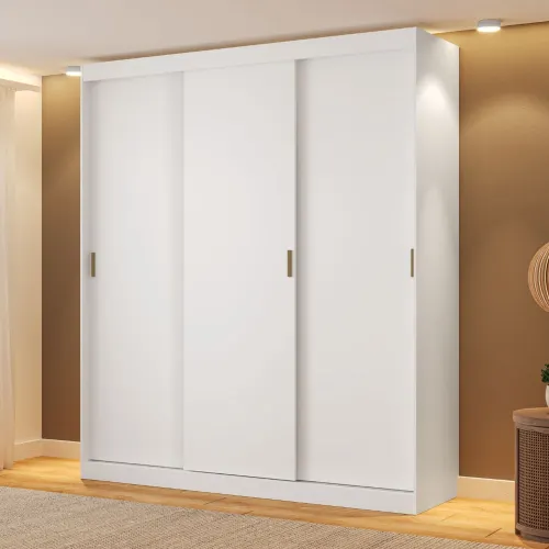 Guarda Roupa Solteiro 3 Portas 4 Gavetas Branco West