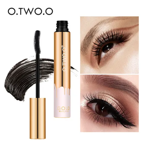 Rímel preto 3d para alongar cílios, longa duração, à prova d'água, volumizador, pincel dourado, maquiagem, beleza, cílios