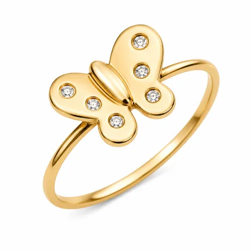Anel Borboleta com 6 Brilhantes em Ouro 18K