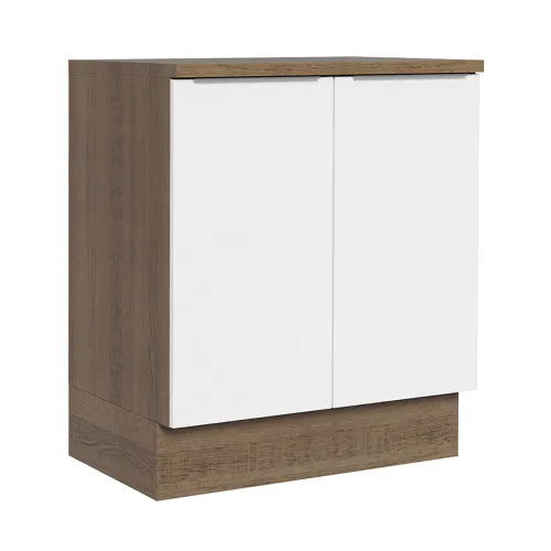 Balcão de Cozinha Madesa Stella 70 cm 2 Portas Rustic/Branco
