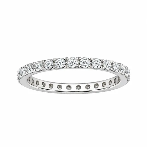 Anel Aparador 2 mm Cravejado com Moissanite em Prata