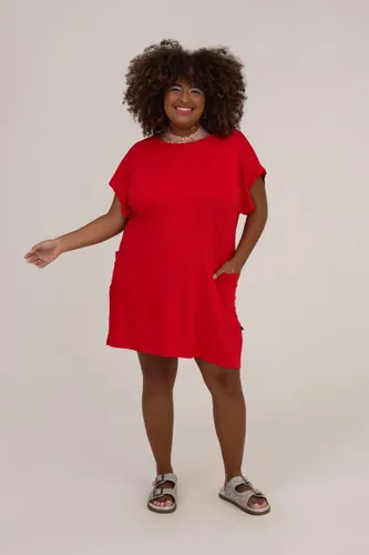 Vestido Reto Básico com Bolsos Visco Comfort Vermelho