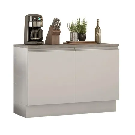 Balcão de Pia Armário de Cozinha 120 cm 2 Portas (Com Tampo) Branco Glamy Madesa