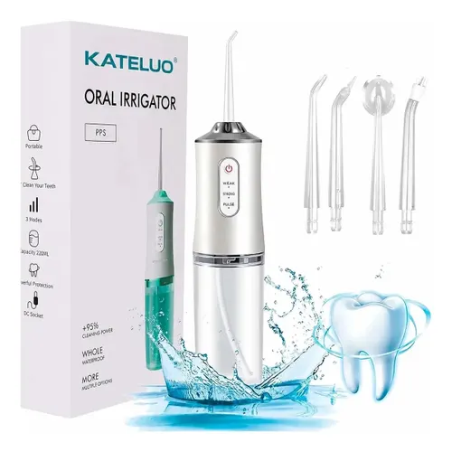 Irrigador Oral Bucal Limpeza Elétrico Bivolt Portátil Dental Gengiva Jato D'água 3 Níveis de Pressão Recarregável Kateluo