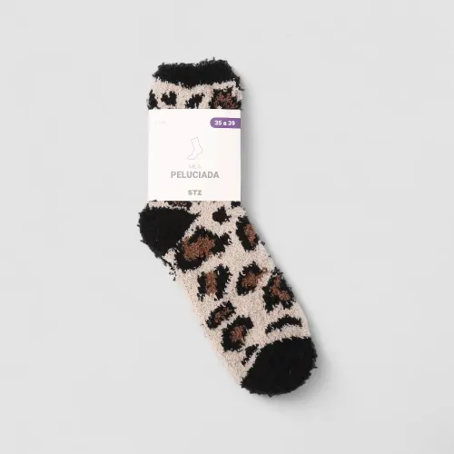 Meia Peluciada STZ Animal Print Onça 35-39 Colorido