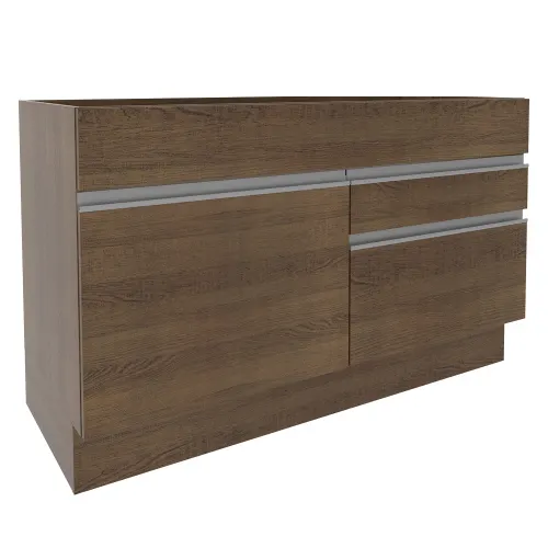 Balcão Gabinete de Pia Madesa Glamy 120 cm 1 Porta 2 Gavetas (Sem Tampo e Pia) Rustic