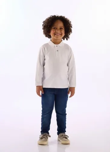 Polo Infantil para Menino em Piquet Branco