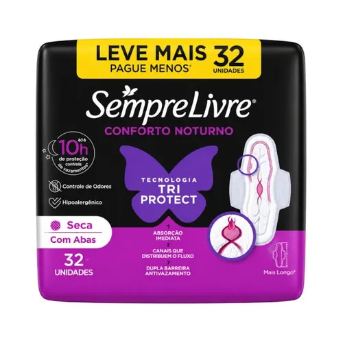 Absorvente Externo Noturno com Abas Proteção 10 Horas Anatômico Sempre
