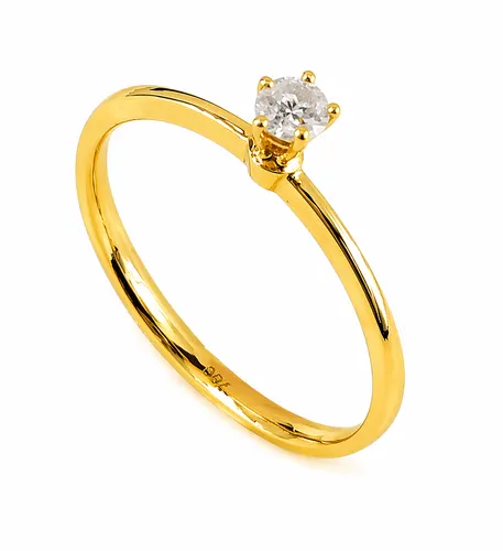 Anel Solitário 5 Garras com Diamante 10 Pontos em Ouro 18K