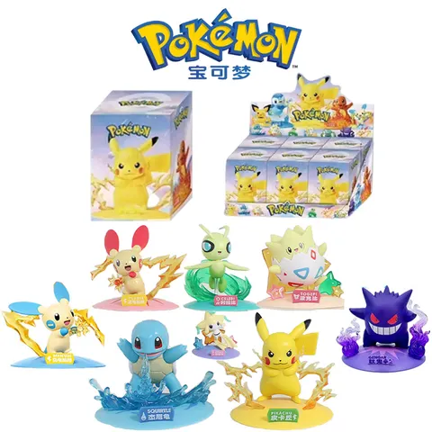 12 Bonecos de Ação Pokémon com Diferentes Designs, Caixa Surpresa do Pikachu, Modelos de Anime, Decorações de Mesa, Brinquedos Pokémon, Presentes de Aniversário para Crianças