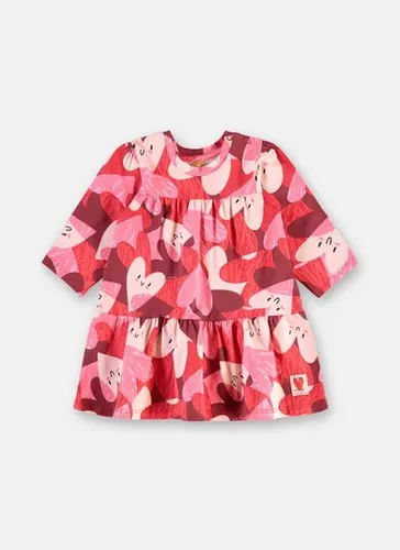 Vestido Infantil em Cotton com Estampa de Corações Vermelho
