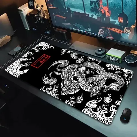 Tapete de mouse para jogos de dragão japonês, tapete de mesa de velocidade, tema de anime, teclado gamer, mouse pad para esportes