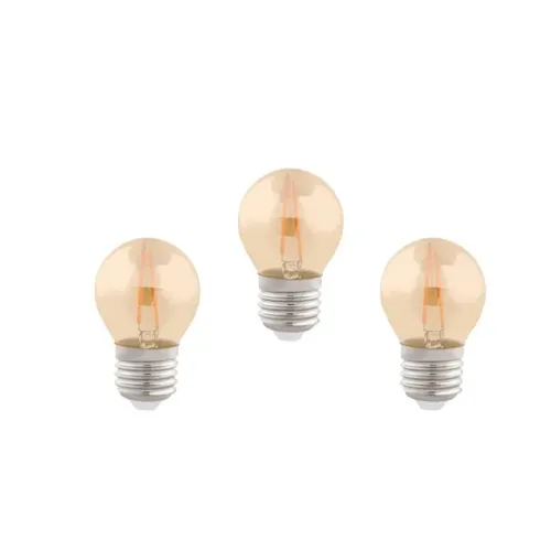 Kit 3 lâmpadas Bolinha Filamento E-27 2W 127/220V 2400K