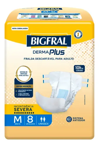 Fralda Bigfral Derma Plus M 8 Unidades Tamanho Médio