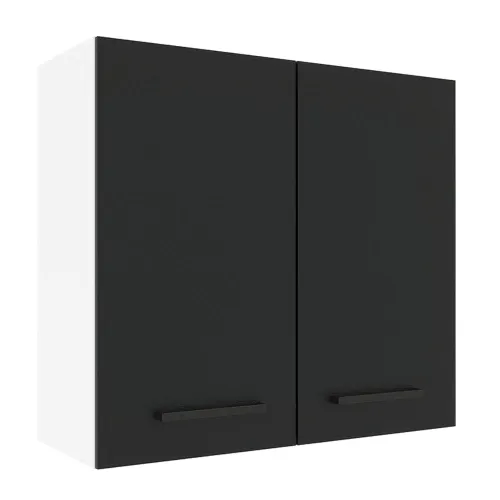 Armário Aéreo Madesa Agata 70 cm 2 Portas Branco/Preto