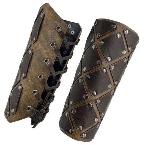 2026 Nova Luva de Punho Medieval Vintage, Pulseira Steampunk Renascentista, Armadura de Braço de Couro com Amarração para Homens Guerreiros e Cavaleiros, Acessório