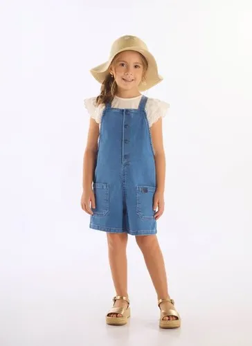 Jardineira Jeans com Elastano Infantil Unissex (Azul Marinho) Up Baby