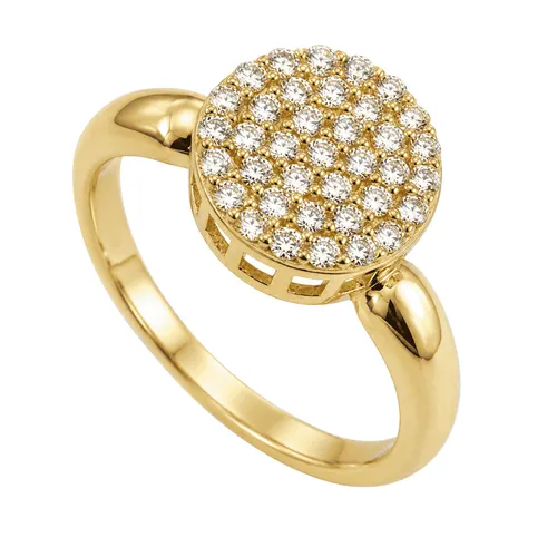Anel Pavê Redondo com 37 Zircônias em Ouro 18K