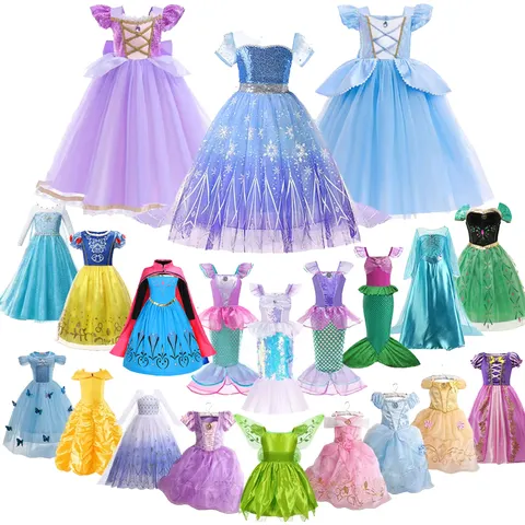 Elsa anna criança princesa meninas vestido rapunzal crianças cosplay vestidos de halloween crianças traje festa aniversário vestido
