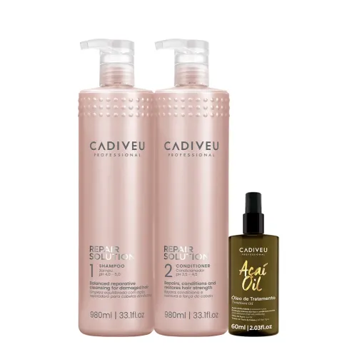 Kit Cadiveu Professional Repair Solution Açaí Duo Salon Oil 60 (3 Produtos)