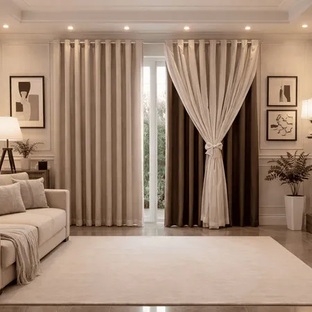 Cortina MADRI LUXO 3,00 x 2,50 c/ VOIL Branco -  Decoração Quarto, Sala, Escritório, Janela