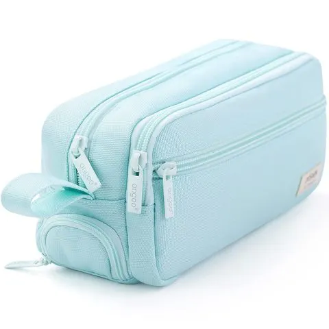 Estojo de Lápis com Zíper de Grande Capacidade, Bolsa Portátil com Múltiplos Compartimentos, Impermeável e Durável para Armazenamento de Material Escolar