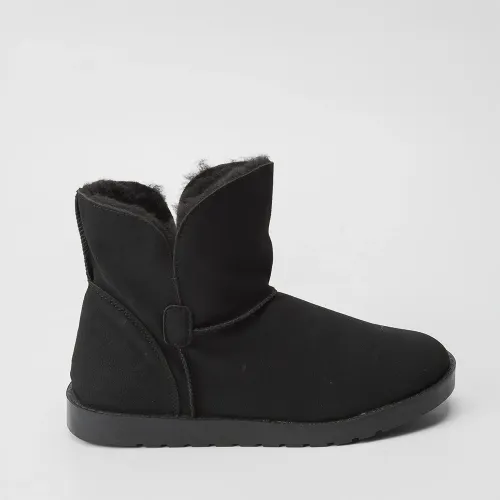 Bota Feminina Mooncity Cano Curto Peluciada Preto