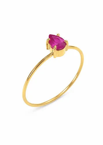 Anel Rubi Gota em Ouro 18K