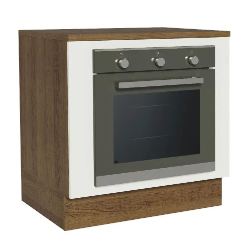 Balcão para Forno de Embutir 80 x 60 cm com Tampo Rustic/Branco Agata, Glamy, Lux, Stella e Vik Madesa