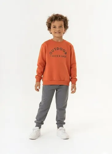 Conjunto Infantil Masculino em Moletom Felpado (Laranja) Guloseima