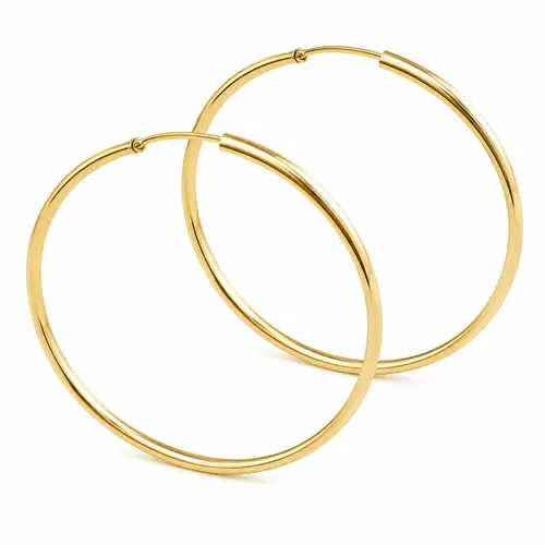 Brinco Argola Redonda Amendoada 2,6 cm em Ouro 18K