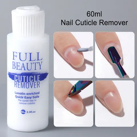 Removedor de cutícula de unha 60/30ml, esfoliante líquido, tratamento de óleo de cutícula, manicure, suaviza a pele morta para pedicure, cuidados com as unhas